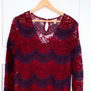 Burgundy and Purple Lace Dress